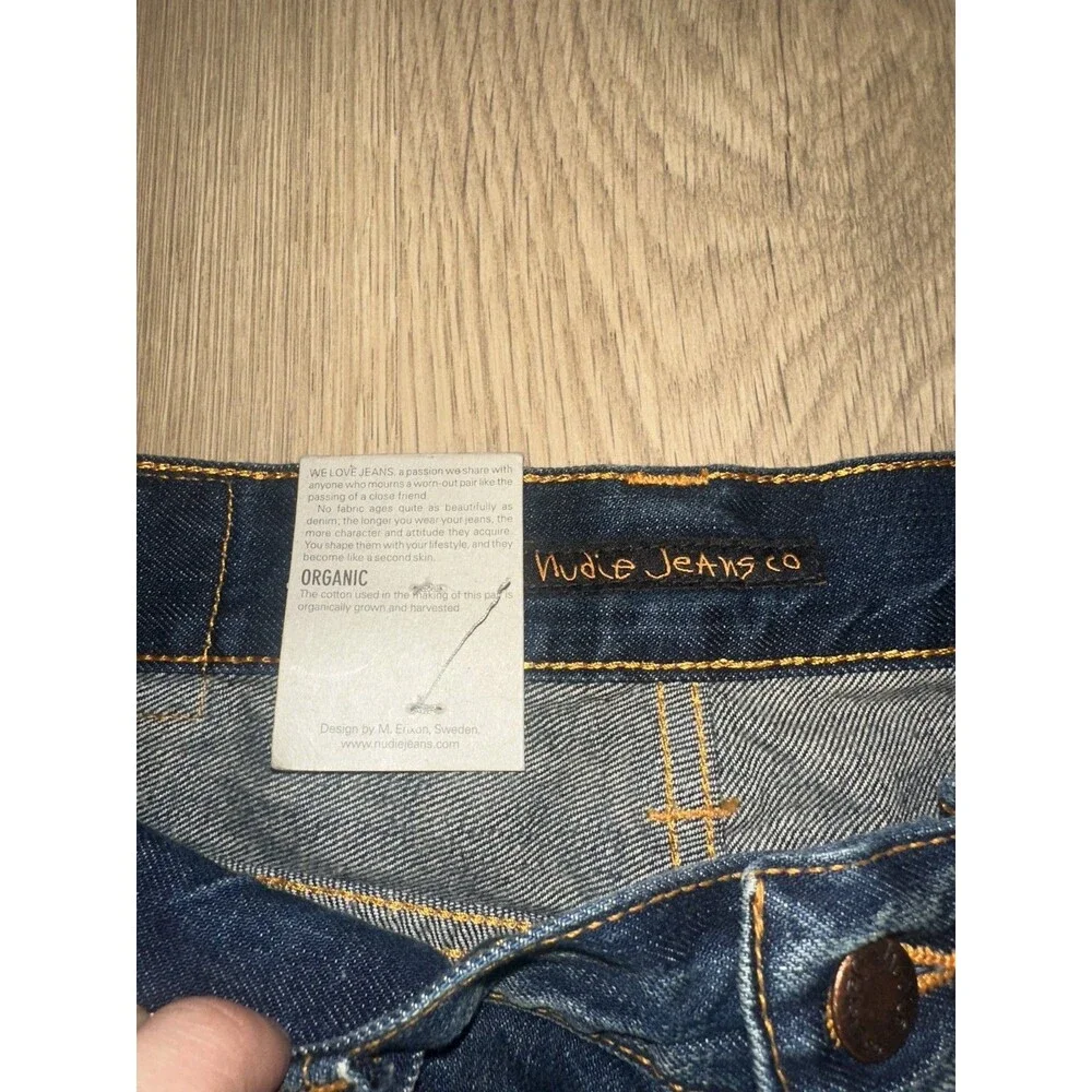 NWT Nudie Jeans Steady Eddie Smokey Indigo Blue 31x32 Faded Whiskering
